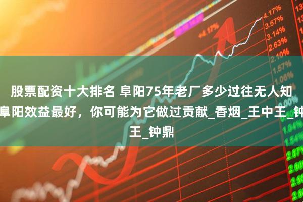 股票配资十大排名 阜阳75年老厂多少过往无人知？阜阳效益最好，你可能为它做过贡献_香烟_王中王_钟鼎